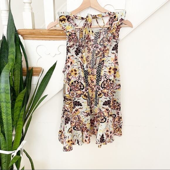 Free People NWT Botanical Floral Multicolor Summer in Tulum Tunic Size XS - Picture 3 of 9